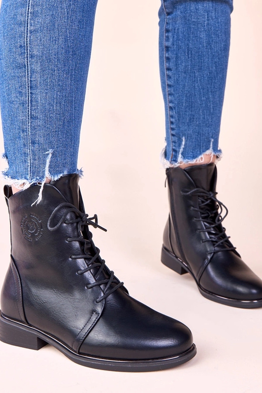 Bottines chaudes noires à lacets Eladia