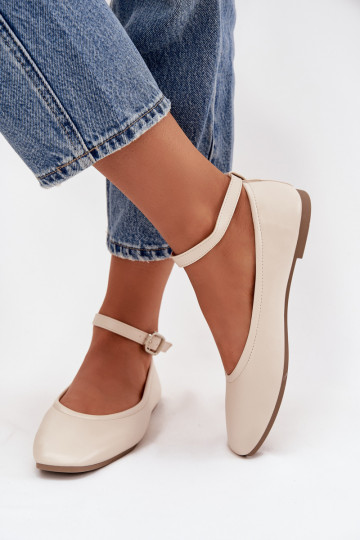 Ballerines Féminin avec des sangles I avec boucles beige Janelor