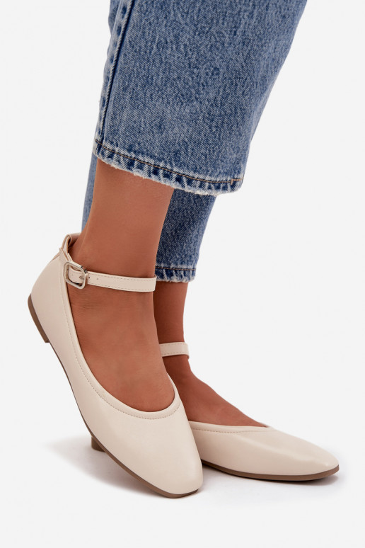 Ballerines Féminin avec des sangles I avec boucles beige Janelor