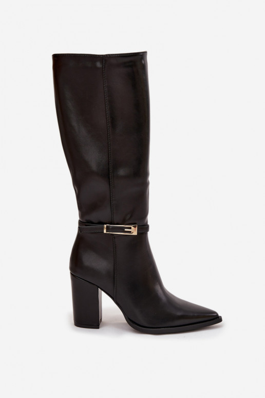 bottes pour femmes avec des talons avec boucles réchauffer couleur noire Cirella