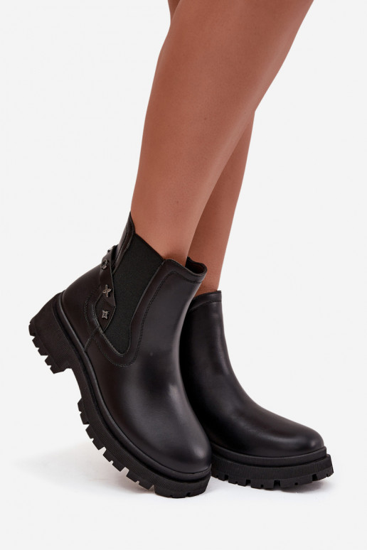 bottes élégantes Au Château Avec des décorationsi Detalami réchauffer couleur noire Verisse