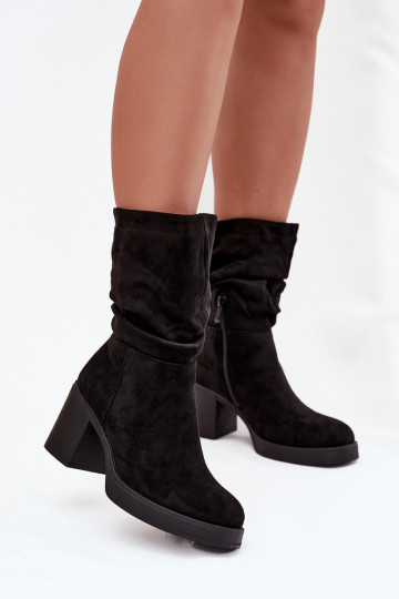 Bottines pour femmes avec volants et talons, isolées, couleur noire « Amoria » 2