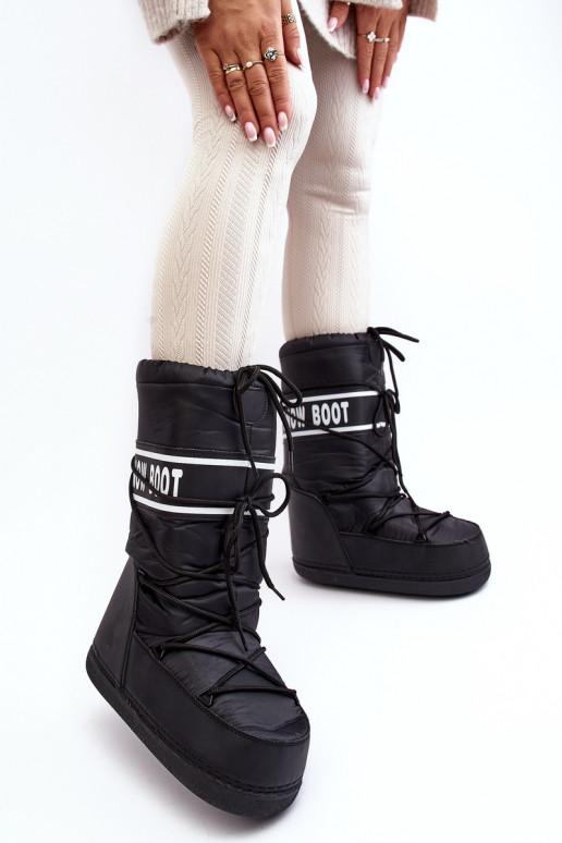 Féminin Grand Bottes de neige couleur noire Venila