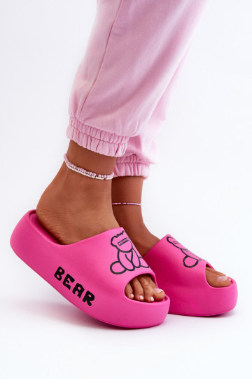 Pantoufles légères Pantoufles pour femmes avec des semelles massives à la mode Avec l ours couleur rose Lamira 2