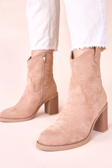Bottines sable à talon bloc en suède synthétique Mirmi