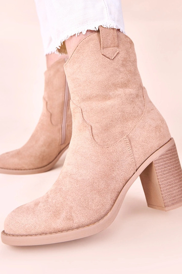Bottines sable à talon bloc en suède synthétique Mirmi 2
