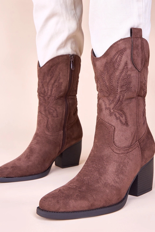 Bottines marron de style cowboy avec...