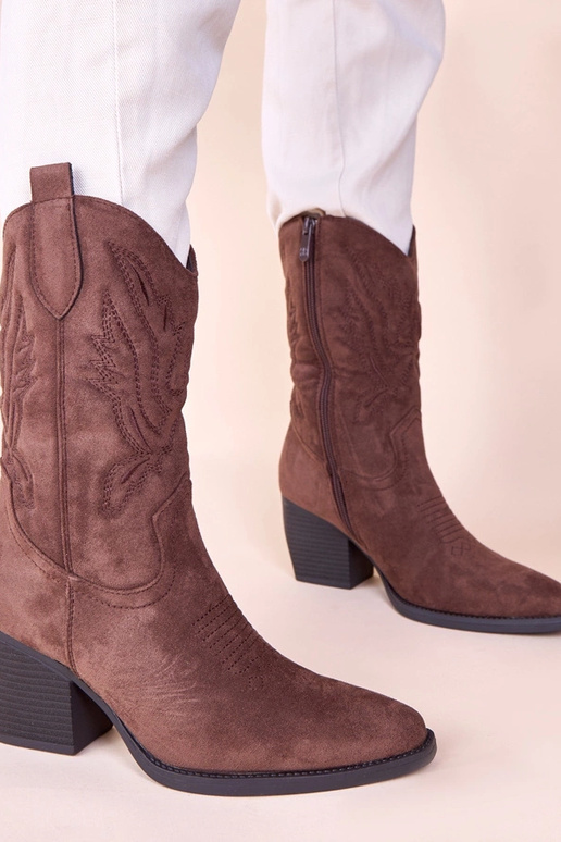 Bottines marron de style cowboy avec...