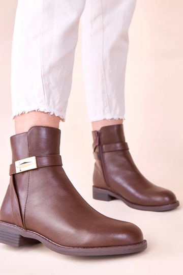 Bottines marron classiques avec ornement doré sur la sangle Nefera 2