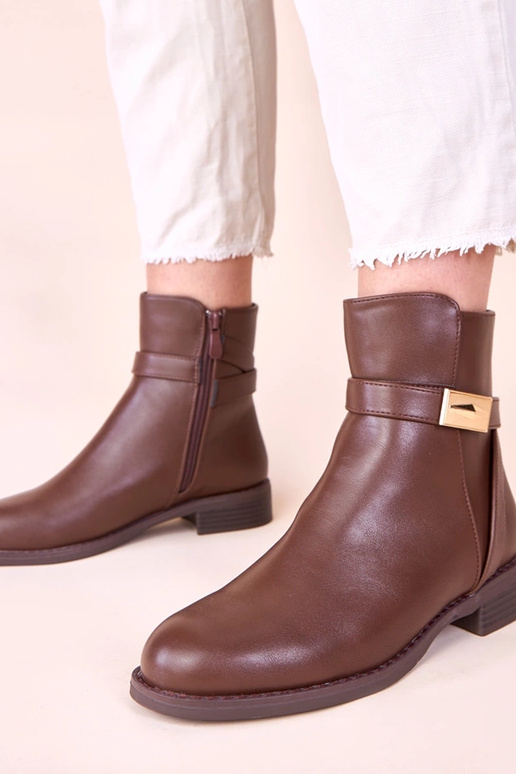 Bottines marron classiques avec...