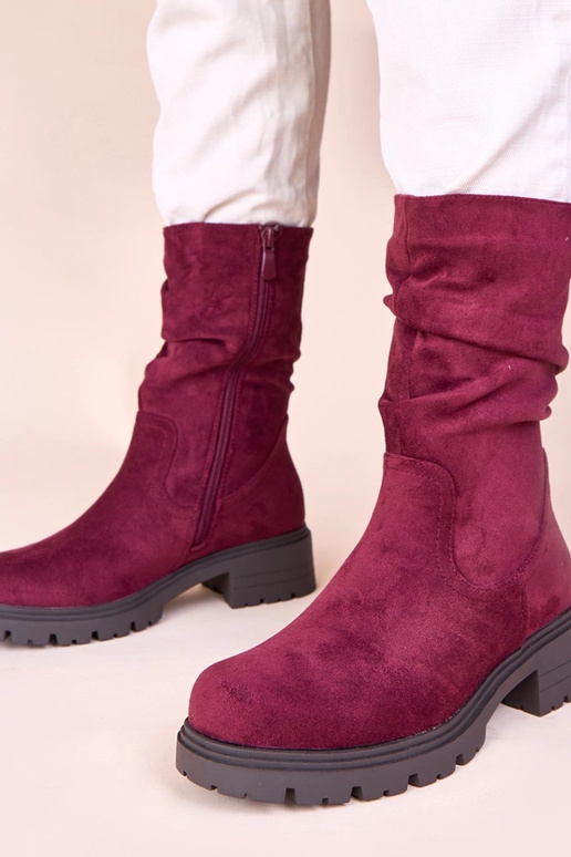 Bottines cerises sur plateforme avec...