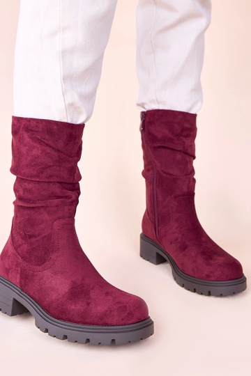 Bottines cerises sur plateforme avec plis Malha 2