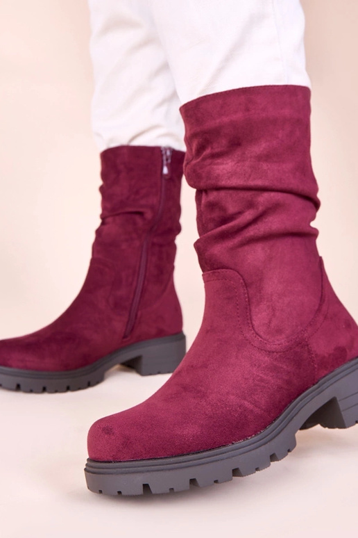 Bottines cerises sur plateforme avec...