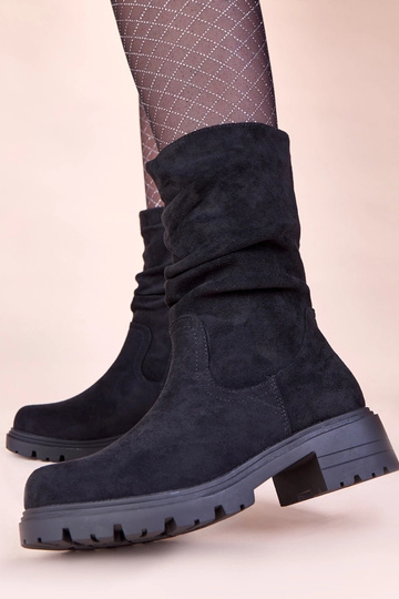 Bottines noires sur plateforme avec plis Malha