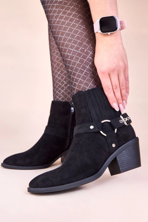 Bottines noires à talon bloc avec...