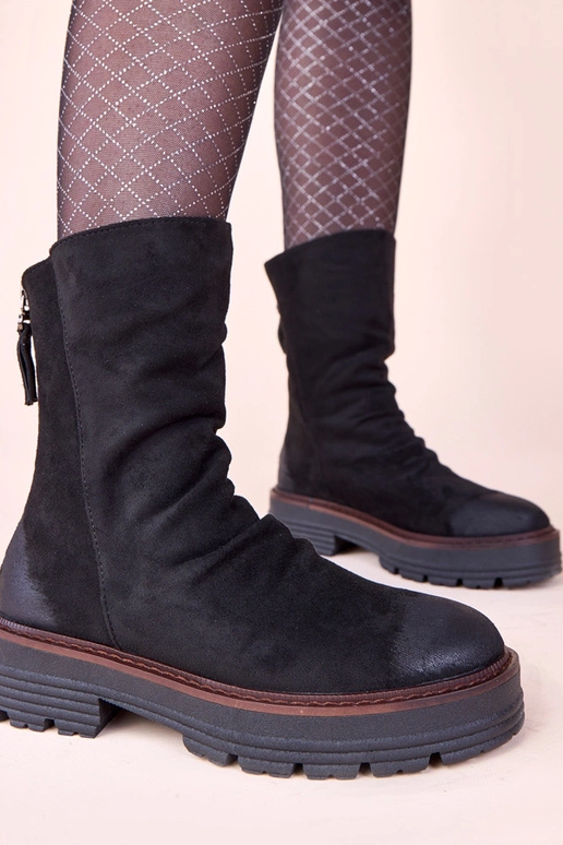 Bottines noires avec avant froncé Arlea