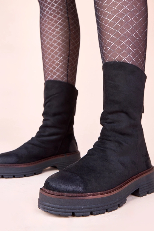 Bottines noires avec avant froncé Arlea