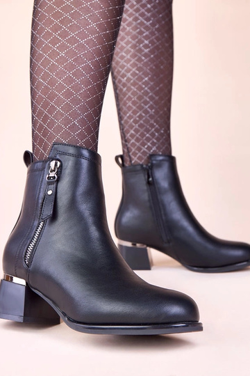 Bottines noires massives avec insert métallique Istina 2