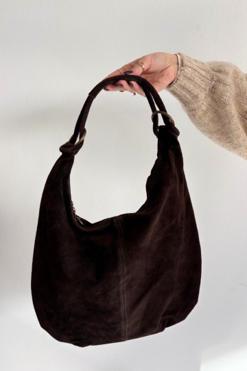 Sac en suède artificiel chocolat Floriah 2