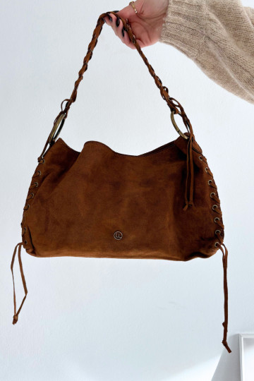 Skórzana en daimoÀa Ordinateur de poche Avec des décorations Laçagem marron Janelis