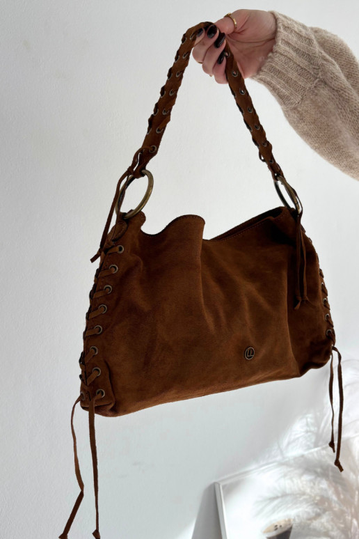 Skórzana en daimoÀa Ordinateur de poche Avec des décorations Laçagem marron Janelis