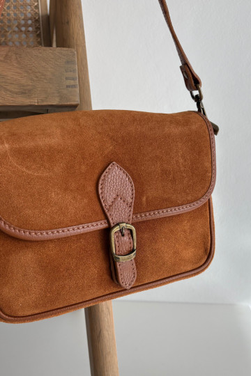 Sac en suède artificiel de type messager marron Norla