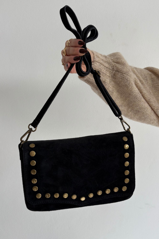 en daimoÀa Sac à main en cuir avec des rivets noir Rhenna