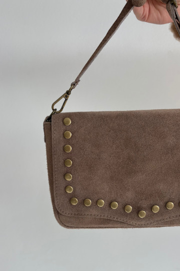 Sac en cuir daim avec clous, couleur ivoire Rhenna 2