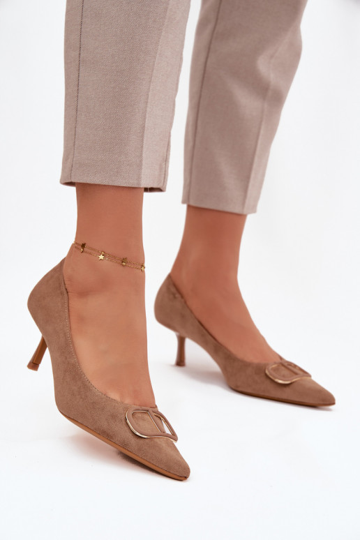 chaussures à talons hauts Féminin Avec des décorations Detalem beige Amelora