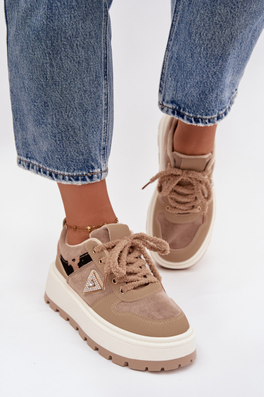 réchauffer Chaussures modèle baskets Féminin avec une plateforme beige Florinda