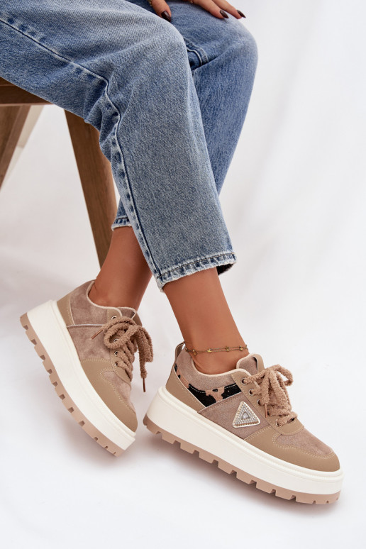 réchauffer Chaussures modèle baskets Féminin avec une plateforme beige Florinda
