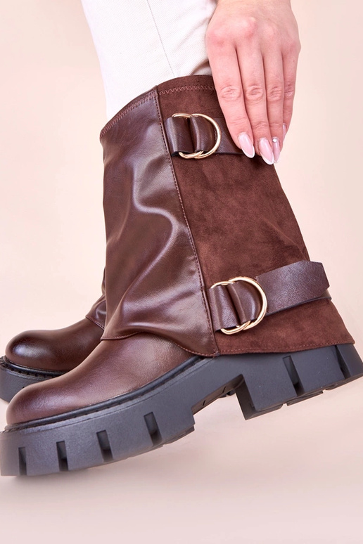 Bottines marron avec plateforme et...