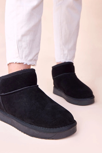 Bottes de neige noires en daim naturel Besia