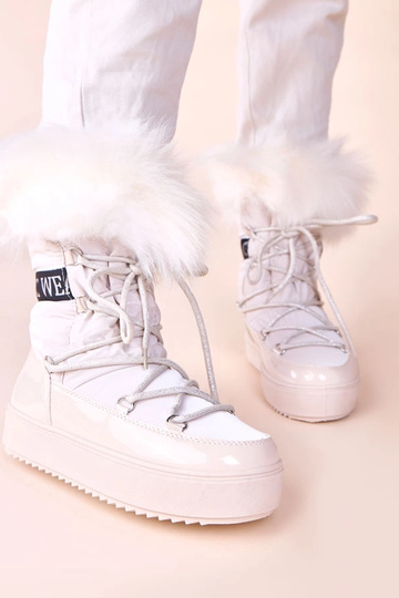 Bottes de neige couleur sable avec lacets et fourrure Alison