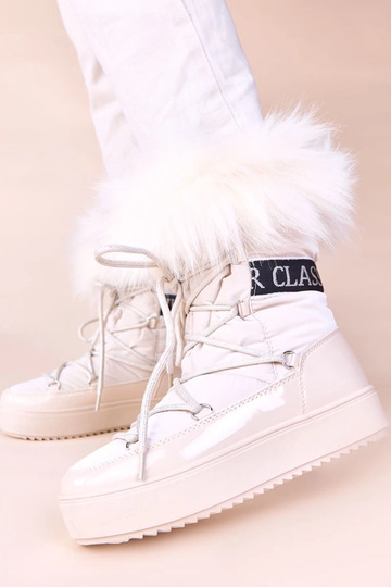 Bottes de neige couleur sable avec lacets et fourrure Alison 2