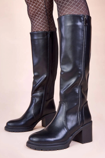 Bottines noires à talon avec élastique Akia