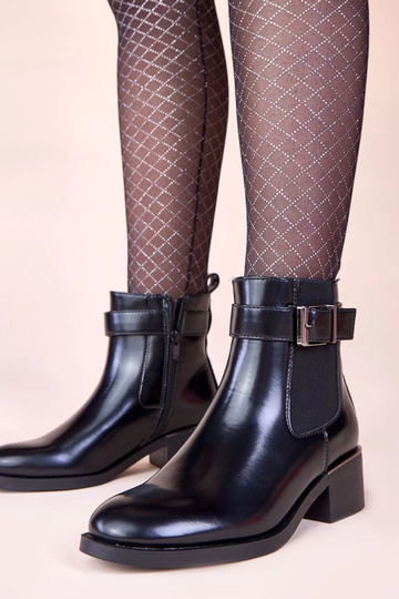 Bottines noires classiques avec talon verni Dalila