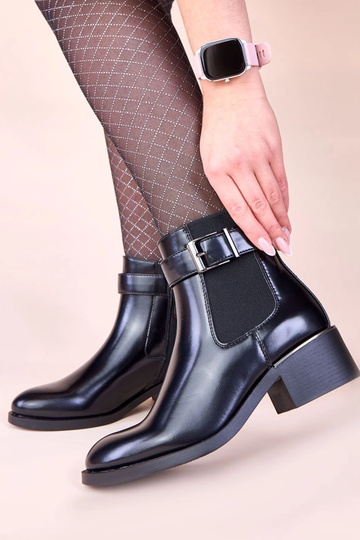 Bottines noires classiques avec talon verni Dalila 2