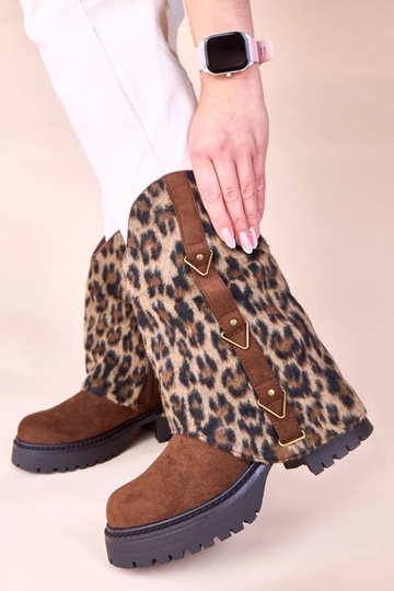 Bottines marron avec tige à motif tigre Kaylia 2