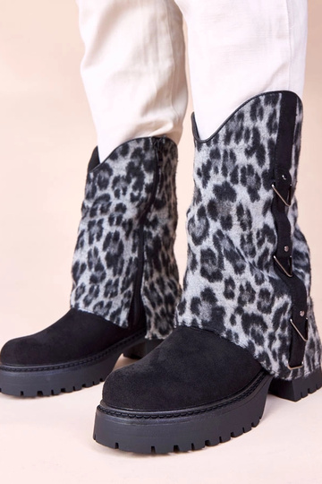 Bottines noires avec tige à motif tigre Kaylia