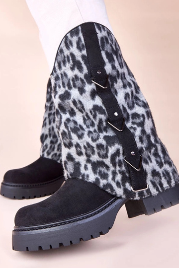 Bottines noires avec tige à motif tigre Kaylia 2