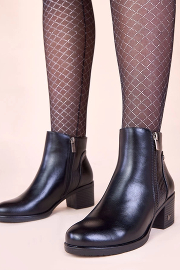 Bottines noires à talon avec tige décorative Keiria