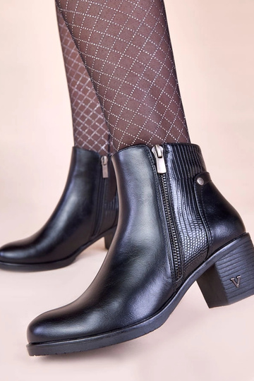 Bottines noires à talon avec tige décorative Keiria 2