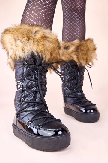 Bottes de neige noires eskimos avec fourrure Malida