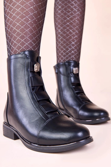 Bottines chaudes noires avec embellissement Deca