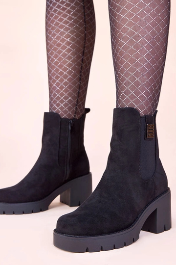 Bottines noires à talon avec élastique Stilla