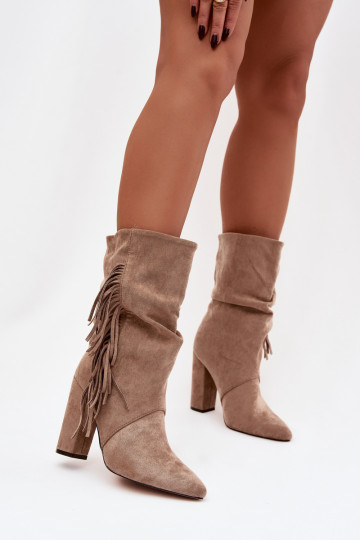 Bottes pour femmes avec des franges I Il fautrszczeniem réchauffer beige Darlina 2