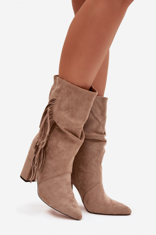 Bottes pour femmes avec des franges I Il fautrszczeniem réchauffer beige Darlina
