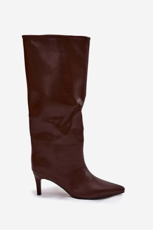 bottes pour femmes Un modèle convaincant réchauffer avec des talons fins marron Olivienne
