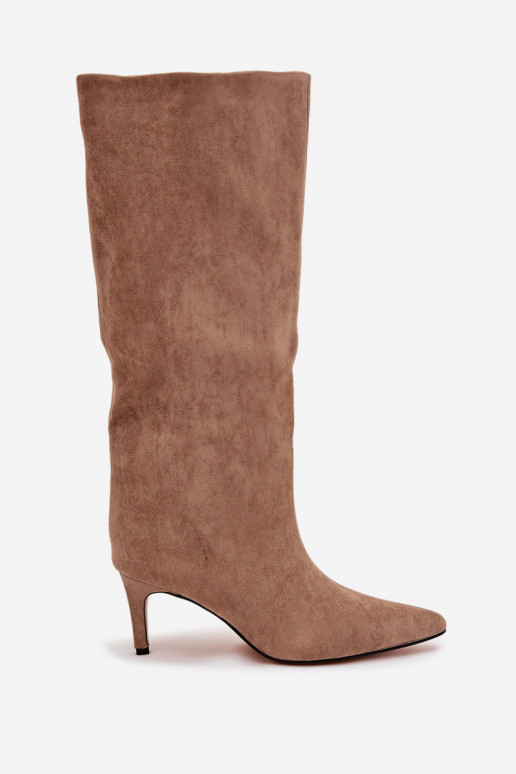 bottes pour femmes Un modèle convaincant réchauffer avec des talons fins beige Olivienne